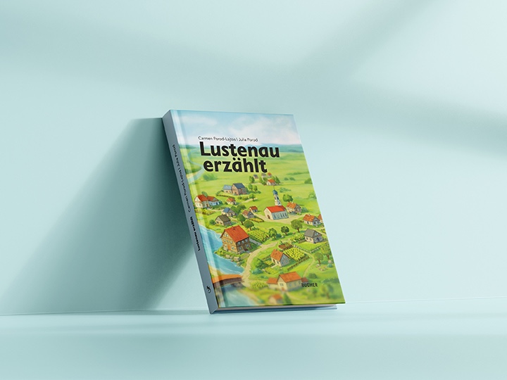 Mockup zum Kindersachbuch "Lustenau erzählt"